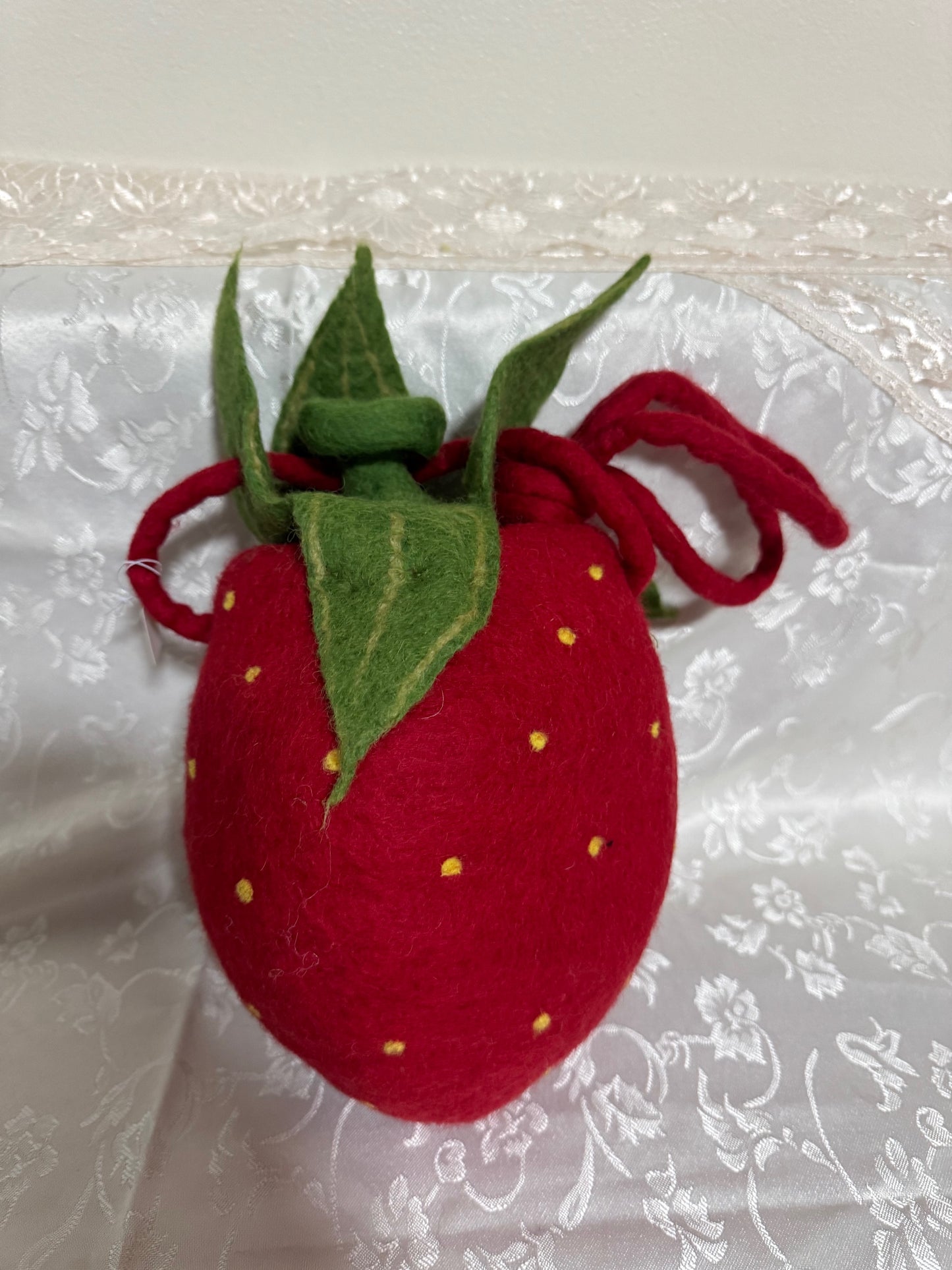 Handmade Wool Felt strawberry crossbody purse