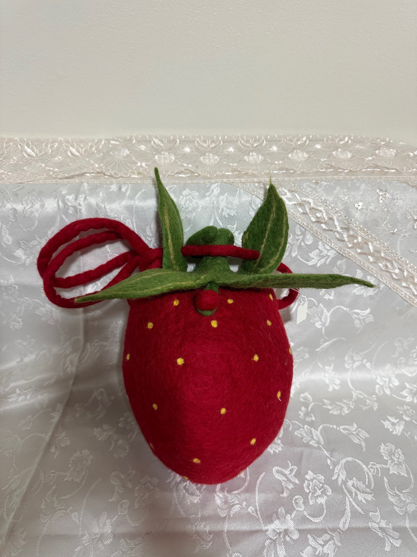 Handmade Wool Felt strawberry crossbody purse