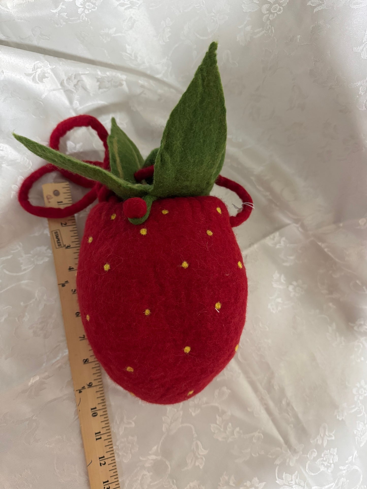 Handmade Wool Felt strawberry crossbody purse