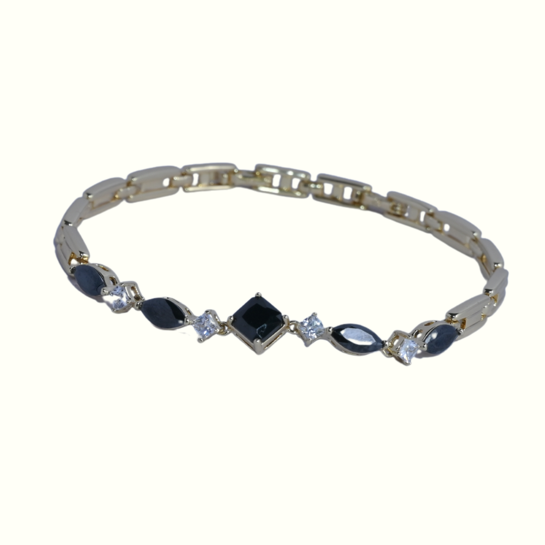 Opulent Noir & Ivory Crystal Bracelet