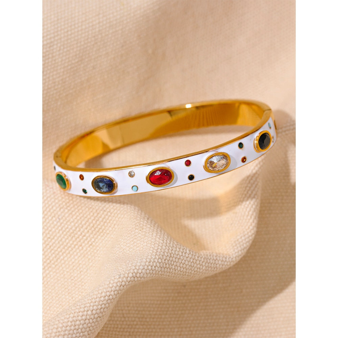 Multicolored Gemstone Enamel Bangle Bracelet (5)