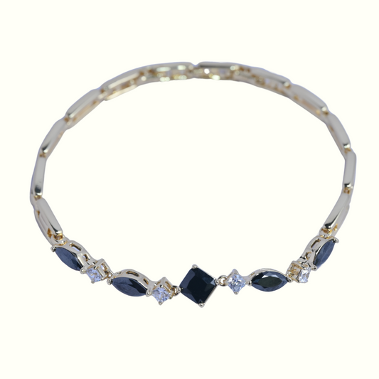 Opulent Noir & Ivory Crystal Bracelet