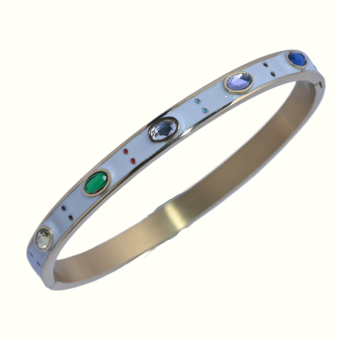 Multicolored Gemstone Enamel Bangle Bracelet (5)