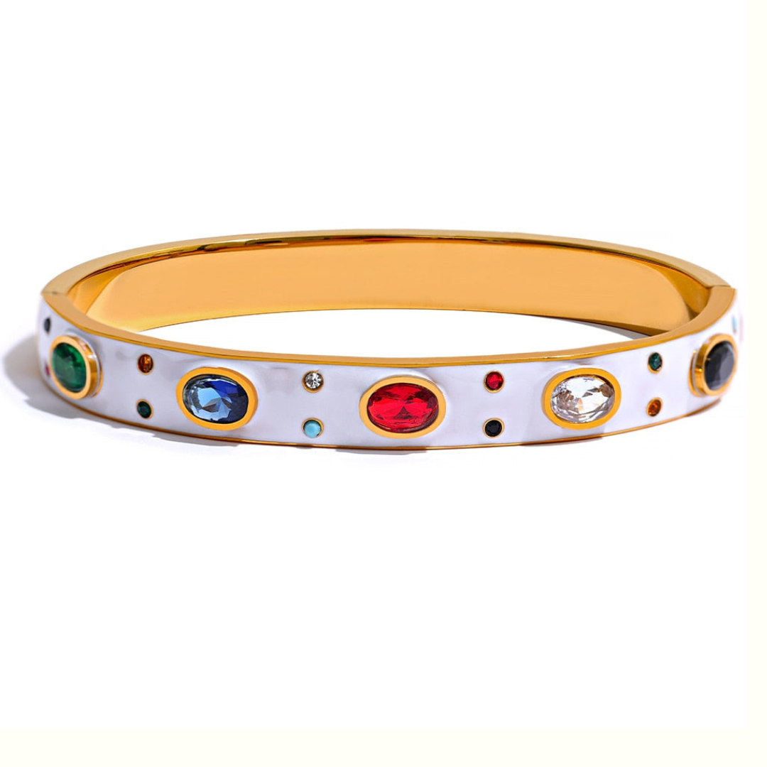 Multicolored Gemstone Enamel Bangle Bracelet (5)