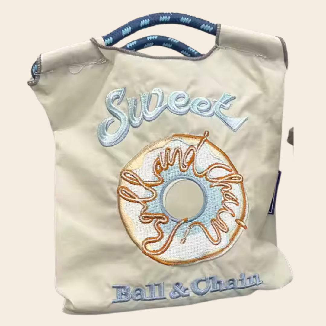 Printed Ball Chain Embroidery Canvas Bag