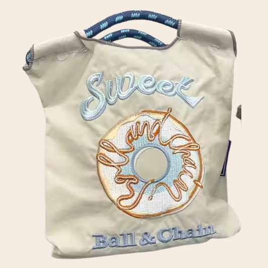 Printed Ball Chain Embroidery Canvas Bag