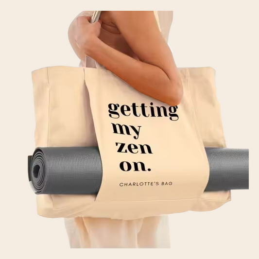 Yoga Gym Beach Organic Large Fabric Canvas New Fashion With Pocket Daily Shopping Cotton Yoga Bag